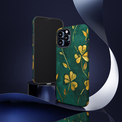 Floral Phone Case with Gold Accents, Tough Phone Cover, Stylish Phone Protector, Unique Gift for Her, Nature Lover Accessory