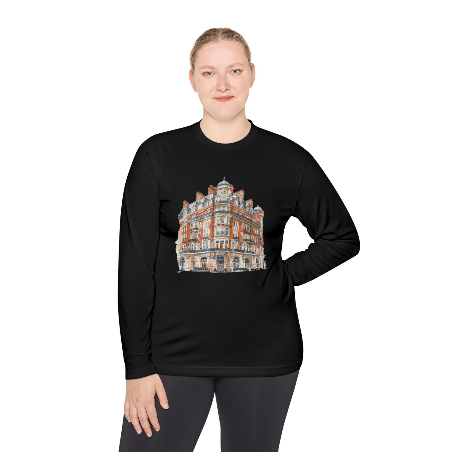 Unisex Lightweight Long Sleeve Tee - Stylish Classic Architectural Design