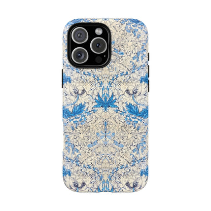 Elegant Floral Phone Case, Tough iPhone Cover, Stylish Mobile Protector, Blue Patterned Case, Unique Gift for Her