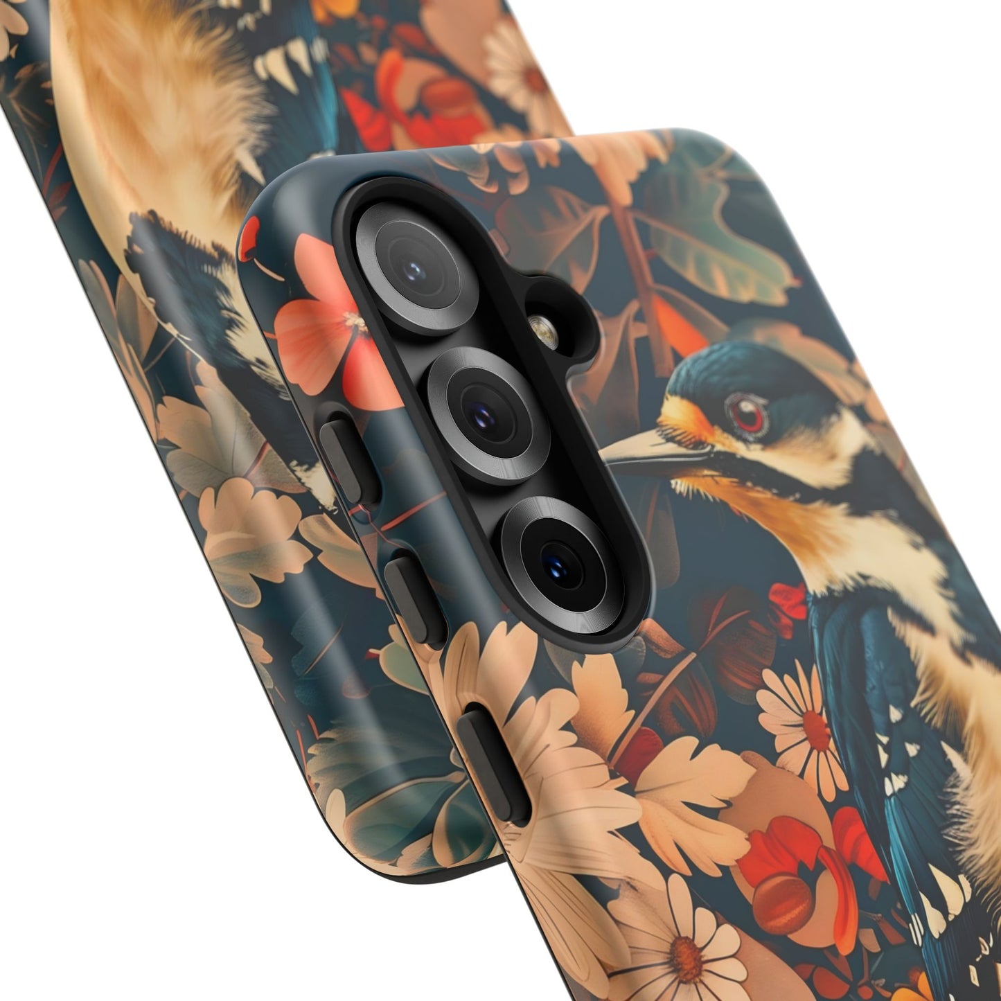 Artistic Bird Phone Case, Unique Tough Cases for Nature Lovers, Floral Design, Cute Gift, Customized Phone Accessories