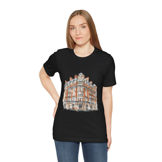 Unisex Jersey Short Sleeve Tee - British Vintage Building - Architectural Charm and Classic Appeal