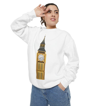 Unisex Garment-Dyed Sweatshirt - Classic London - Big Ben in All Its Glory