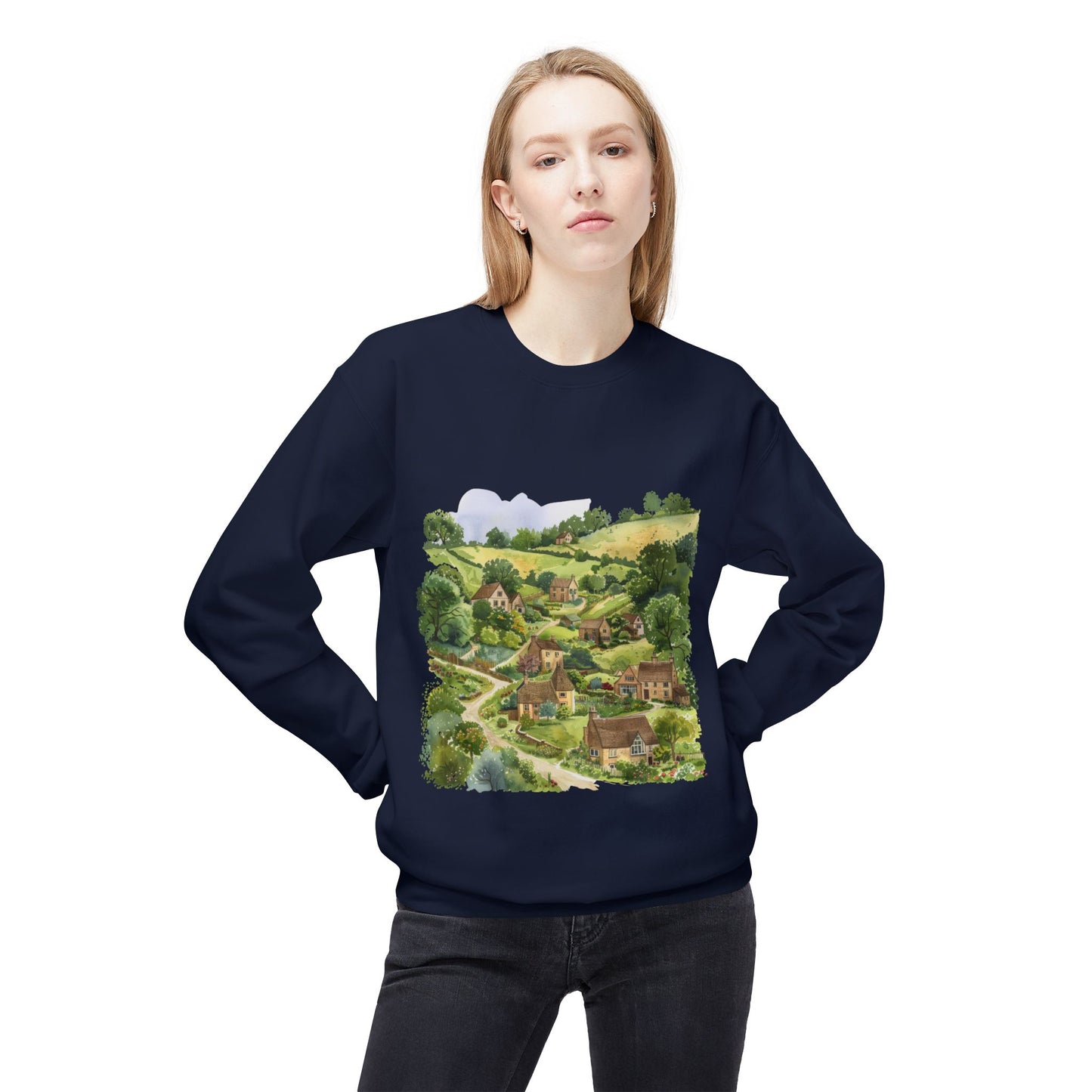 Unisex Midweight Softstyle Fleece Crewneck Sweatshirt - Elegant and Refreshing British Nature