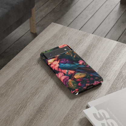 Vibrant Phone Case, Tropical Bird Design, Tough Phone Cover, Floral Tech Accessory, Gift for Nature Lovers