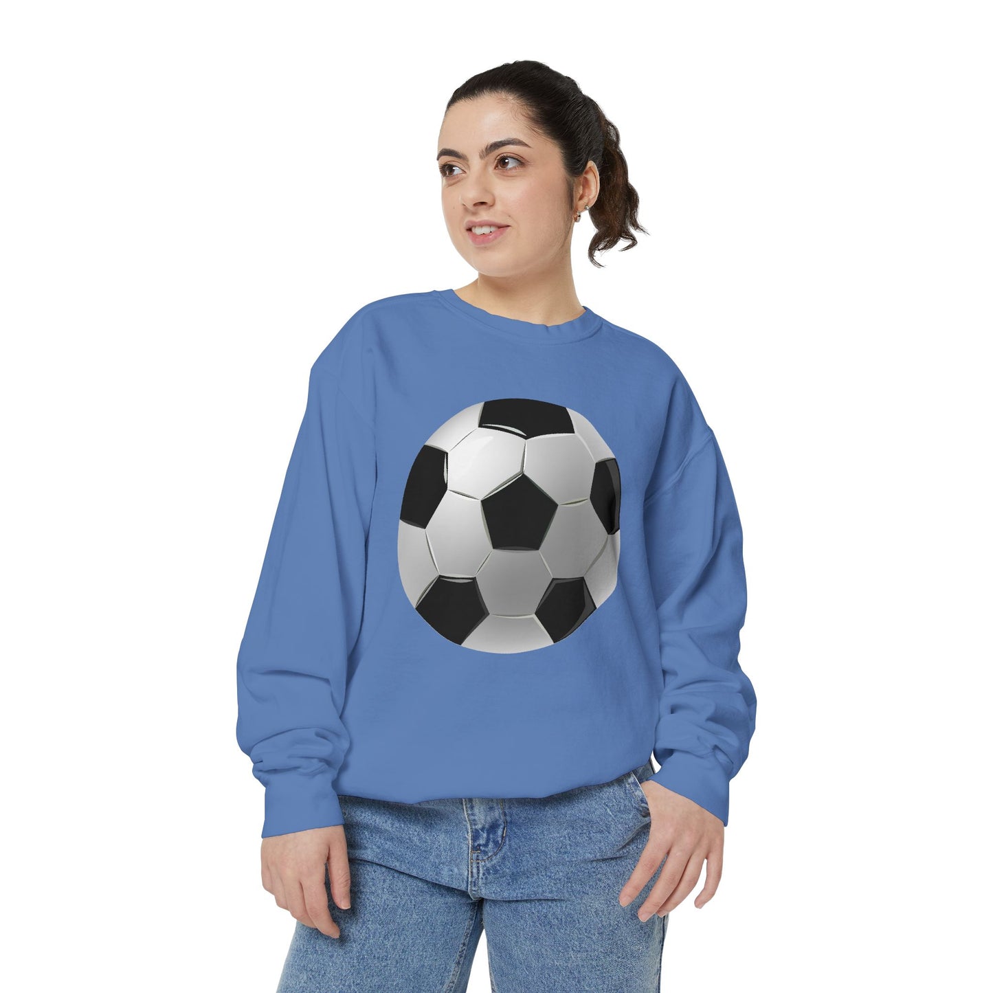Unisex Garment-Dyed Sweatshirt - Dynamic Football Design - Sports Passion and Energy
