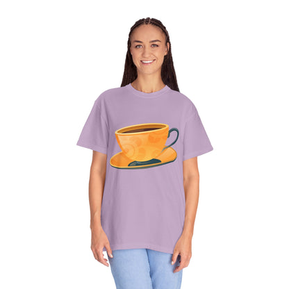 Unisex Garment-Dyed T-shirt - Elegant British Tea Cup - Classic Tea Time Style