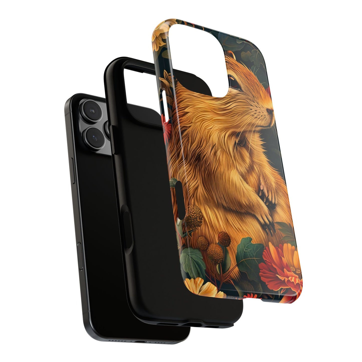Cute Animal Phone Case, Floral Design Tough Cases for Nature Lovers, Gifts for Her, Customizable Mobile Accessory, Pet Lover Phone Cover