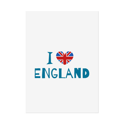 I Love England Rolled Poster - UK Travel Decor, Gift for Britains, Wall Art for Home, London Souvenir, Love England
