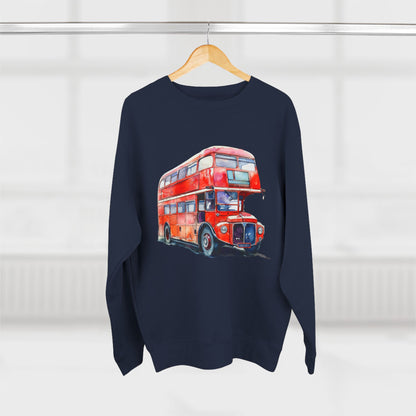 Unisex Crewneck Sweatshirt - London Transport English Bus Red Double-Decker