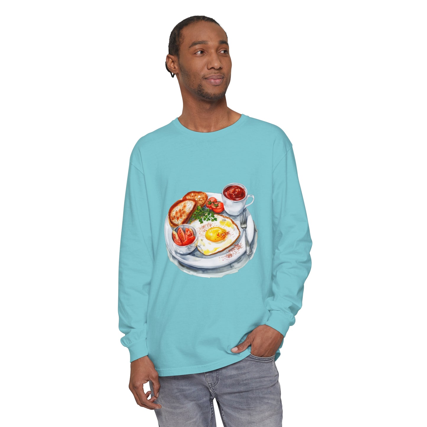 Unisex Garment-dyed Long Sleeve T-Shirt - British Food - Traditional Dishes and Culinary Delights