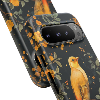 Floral Phone Case, Tough Cases with Bird Design, Nature Lover Gift, Stylish Protection, Birthday Present, Floral Phone Cover