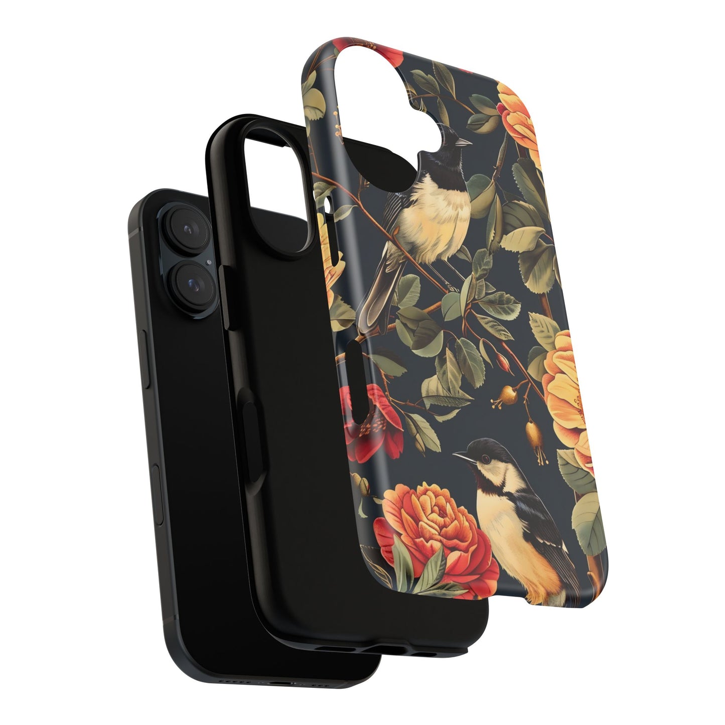 Floral Phone Case with Birds, Botanical iPhone Cover, Bird Lover Gift, Nature-Inspired Accessories, Eco-Friendly Mobile Case