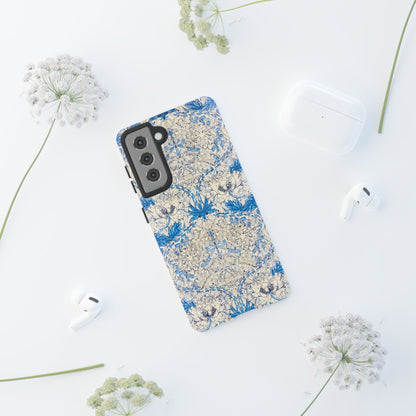 Elegant Floral Phone Case, Tough iPhone Cover, Stylish Mobile Protector, Blue Patterned Case, Unique Gift for Her