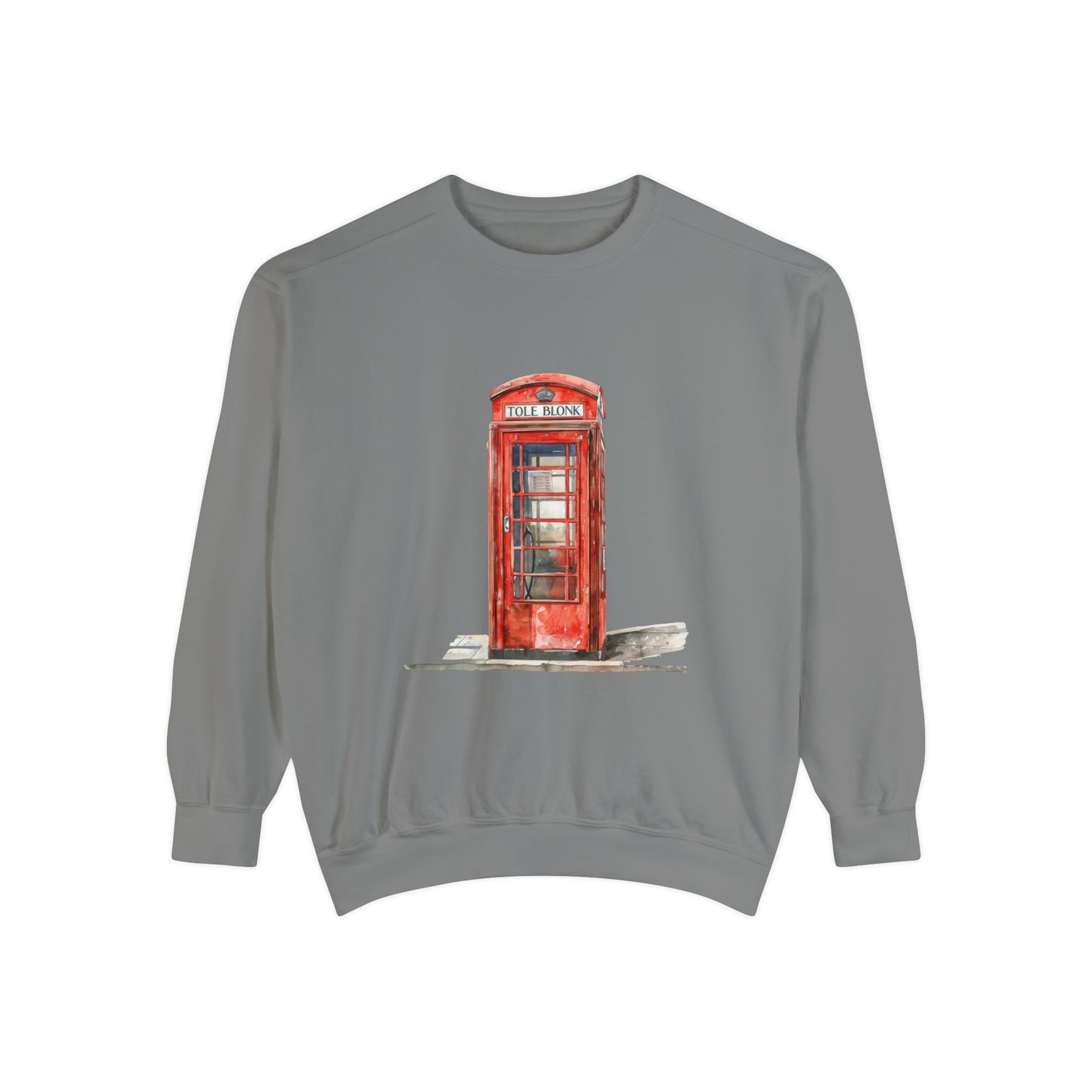 Unisex Garment-Dyed Sweatshirt All Day Wear - Iconic British Public Telephone