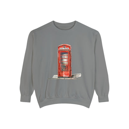 Unisex Garment-Dyed Sweatshirt All Day Wear - Iconic British Public Telephone