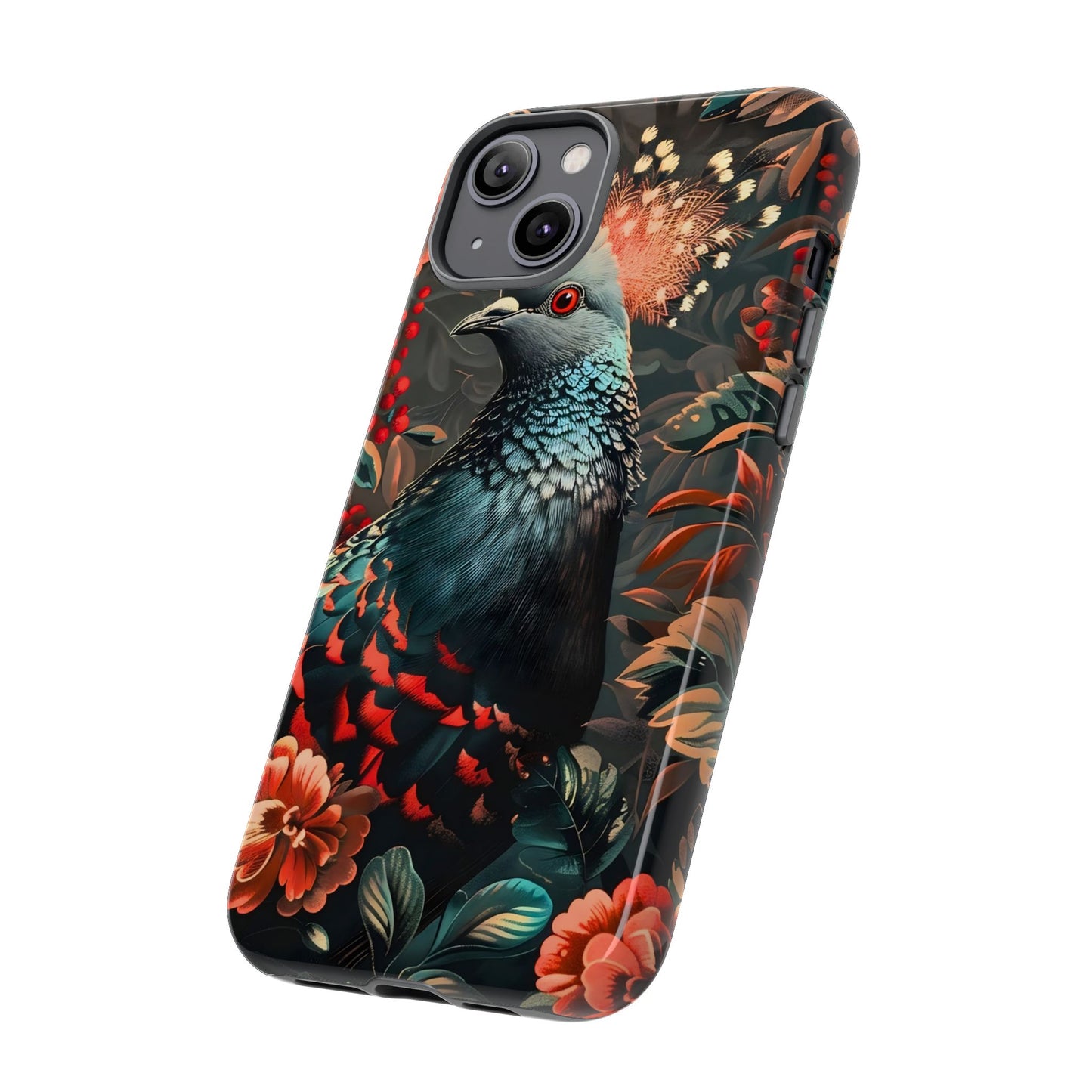 Floral Peacock Phone Case, Tough Cases, Artistic Phone Cover, Unique Gift, Nature Lover Accessory, Protective Case
