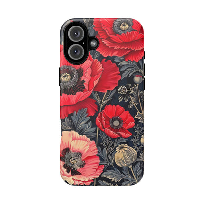 Floral Phone Case with Artistic Poppies, Tough Cases, Flower Design, Nature Lover Gift, Customizable Mobile Cover, Stylish Phone Accessories