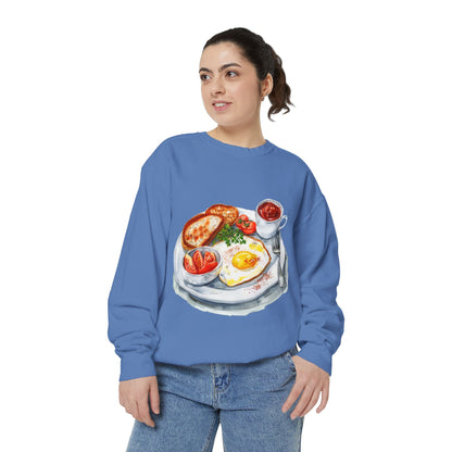 Unisex Garment-Dyed Sweatshirt - Iconic British Royal Breakfast and Foods