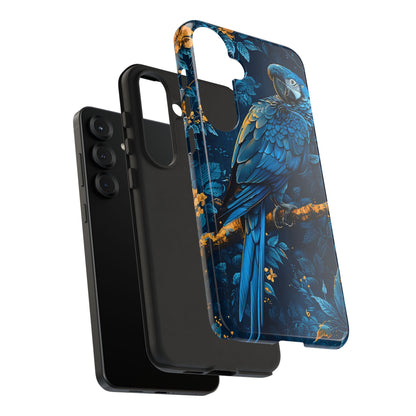 Tough Cases - Vibrant Blue Parrot Phone Case, Tropical Bird Phone Cover, Nature Lover Gift, Eco-Friendly Accessories, Unique Wildlife Decor