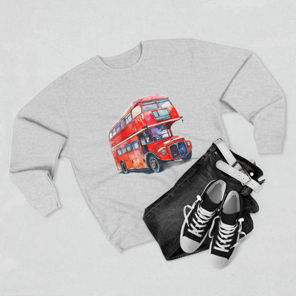 Unisex Crewneck Sweatshirt - London Transport English Bus Red Double-Decker