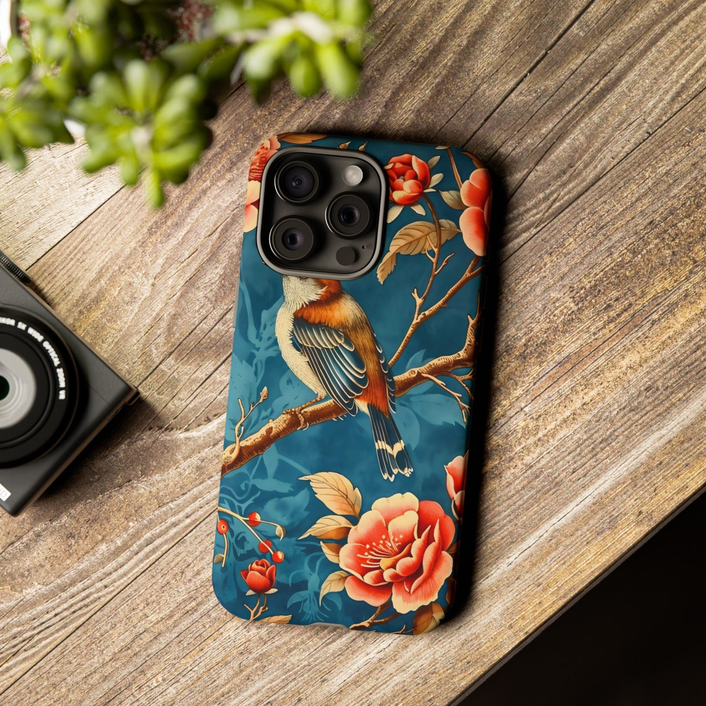 Bird & Floral Phone Case, Tough Cases for Nature Lovers, Gift for Her, Customizable Design, Vibrant Tech Accessories