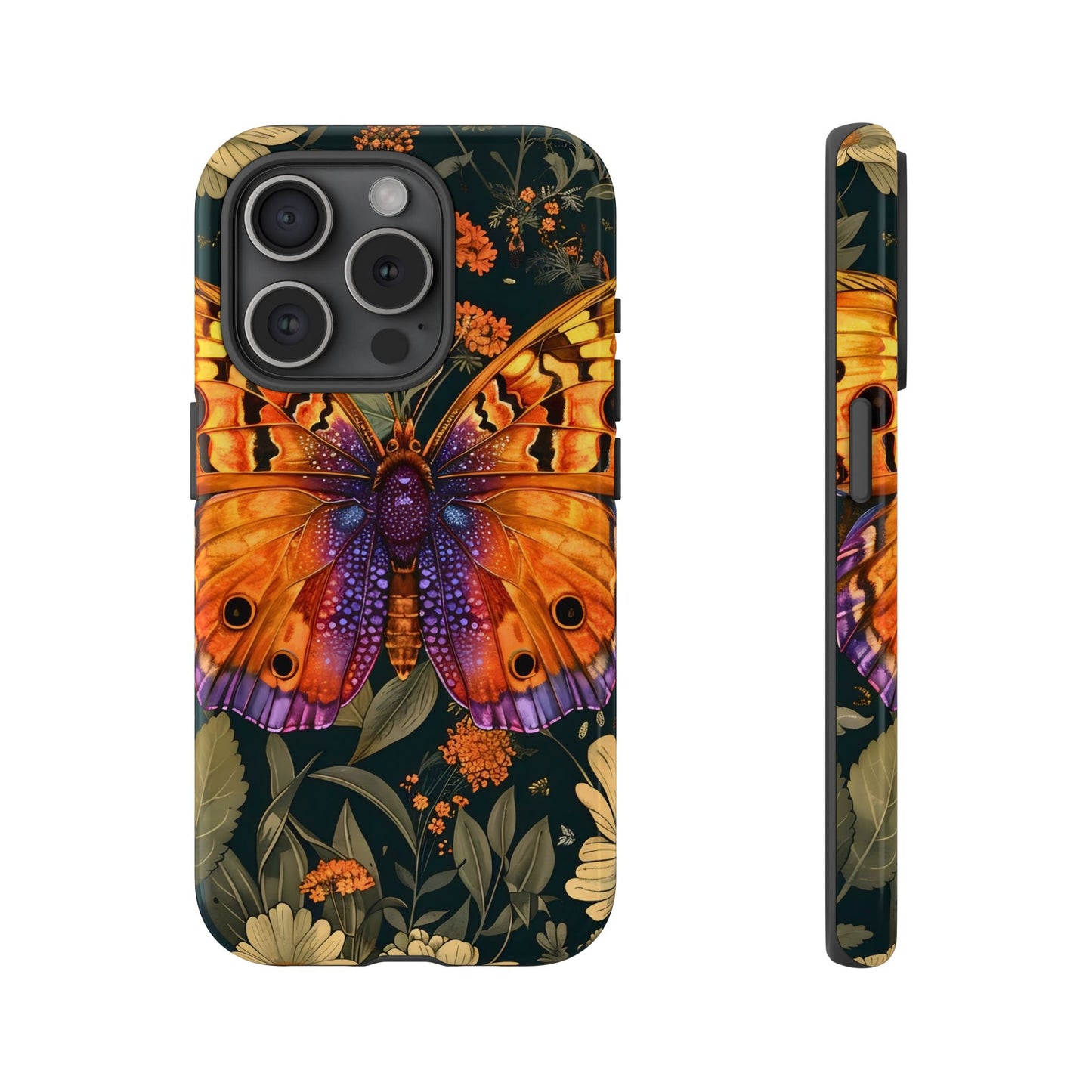 Butterfly Phone Case, Tough Cases for Nature Lovers, Vibrant Floral Design, Gift for Her, Cute Phone Accessories, Butterfly Artwork