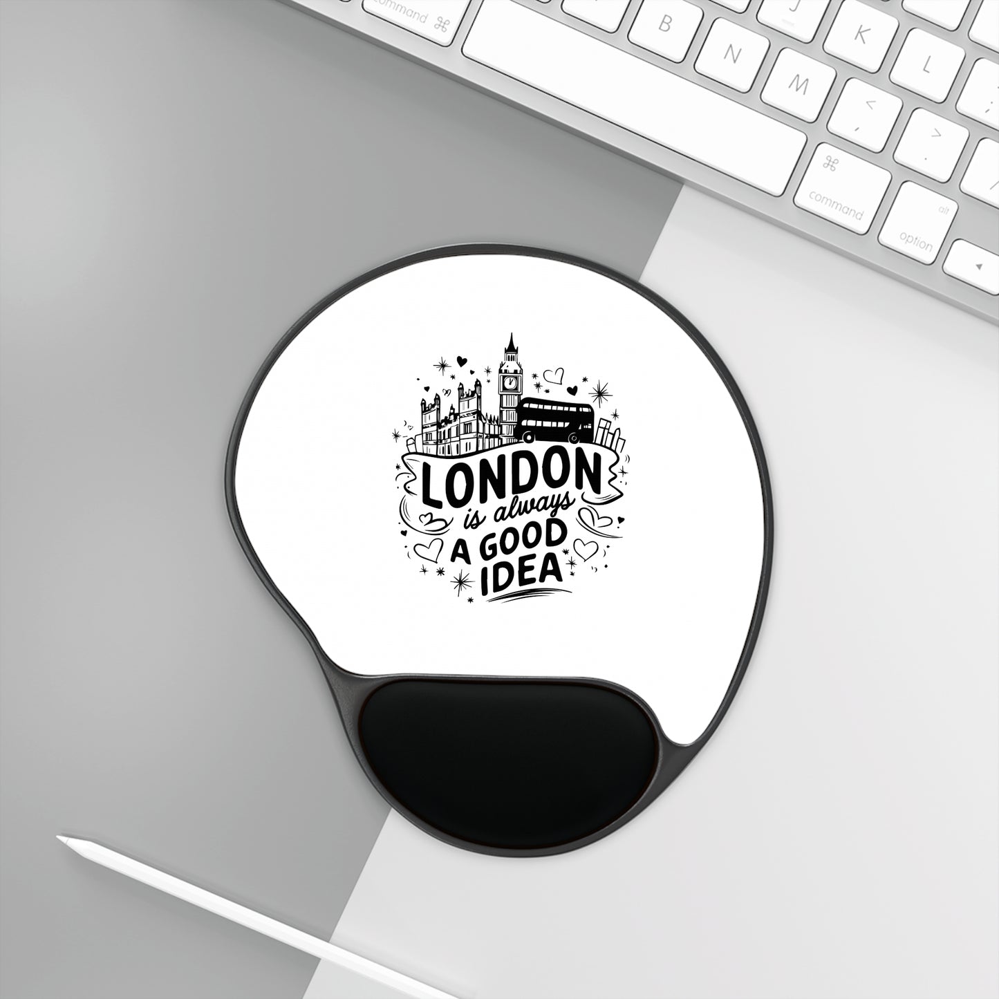 London Design Mouse Pad with Wrist Rest, Office Gift, Ergonomic Desk Accessory, Work From Home Essentials, Travel Lover Decor