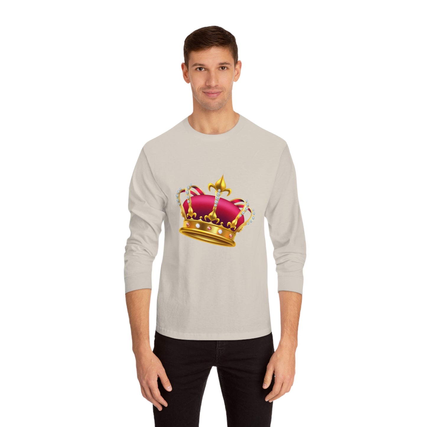 Unisex Classic Long Sleeve T-Shirt - British Royal Crown Design - Iconic Symbol of Monarchy