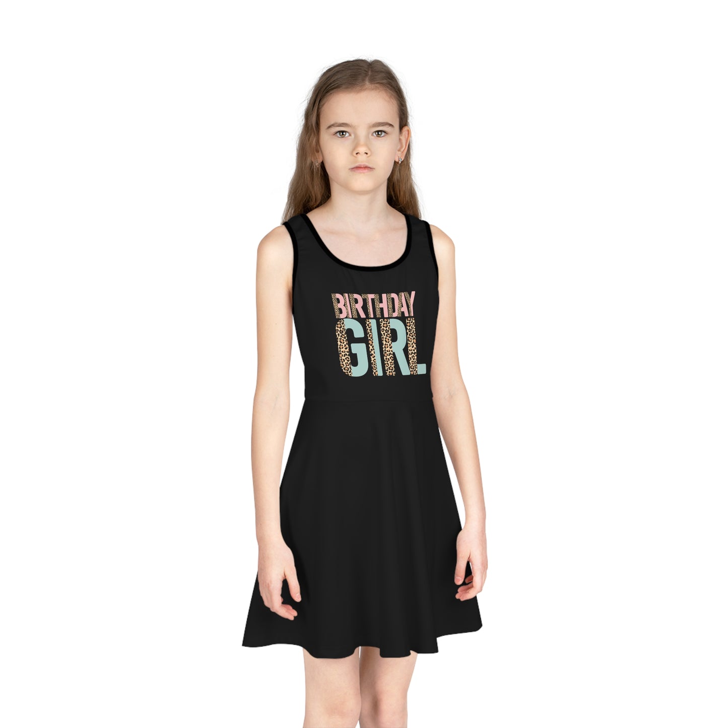 Sleeveless Sundress for Girls - Leopard Print Birthday Girl Design for Sublimation