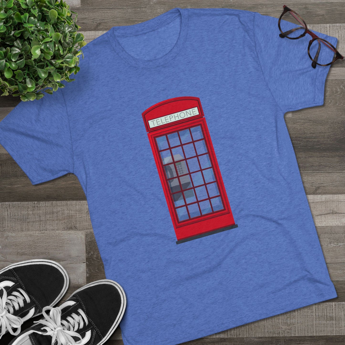 Iconic British Public Telephone - Classic Red Phone Box Unisex Tri-Blend Crew Tee