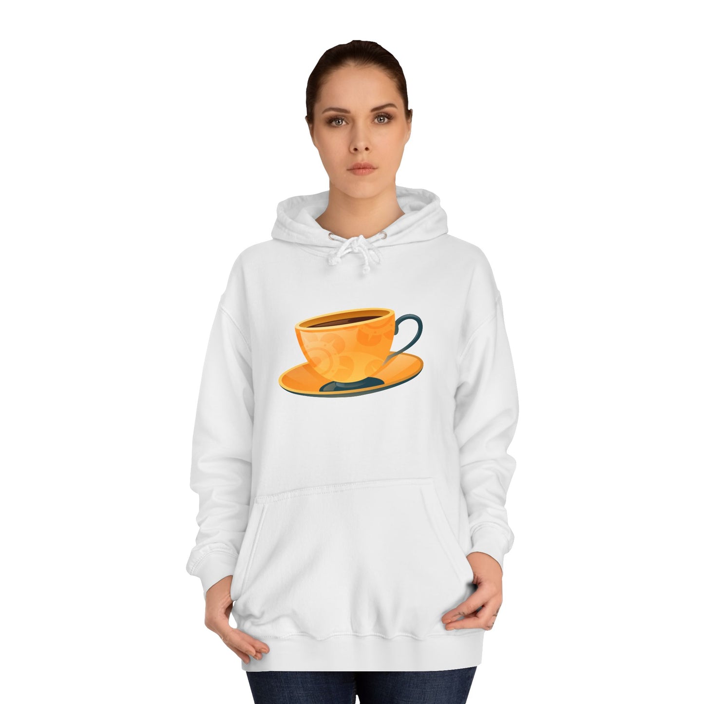 Unisex College Hoodie - Elegant British Tea Cup - Classic Tea Time Style