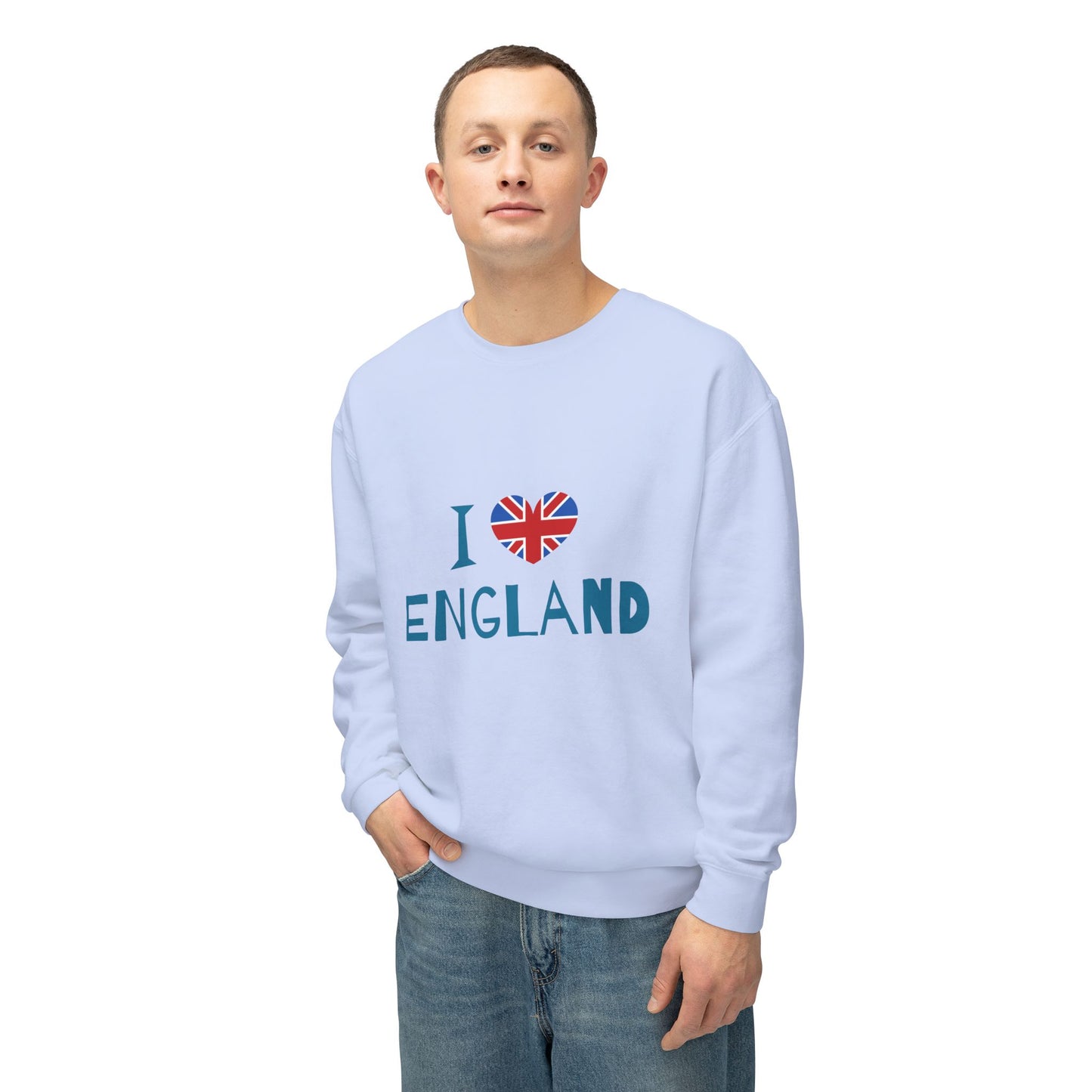 Unisex Lightweight Crewneck Sweatshirt Relaxed - I Love England