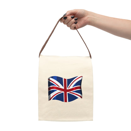Waving UK Flag Canvas Lunch Bag With Strap