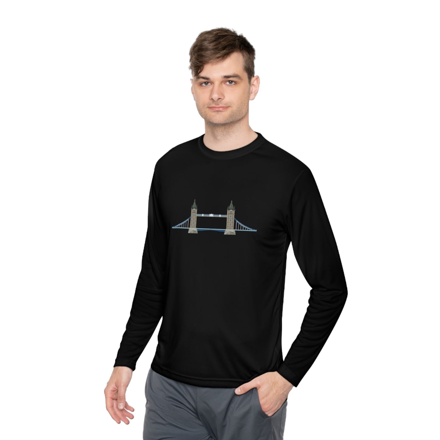 Unisex Lightweight Long Sleeve Tee - Tower Bridge - Iconic London