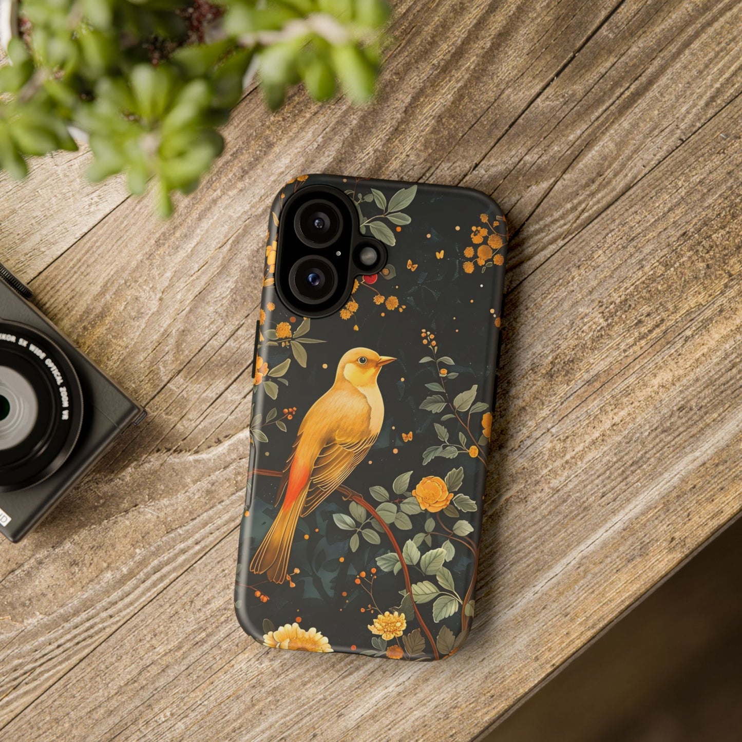 Floral Phone Case, Tough Cases with Bird Design, Nature Lover Gift, Stylish Protection, Birthday Present, Floral Phone Cover