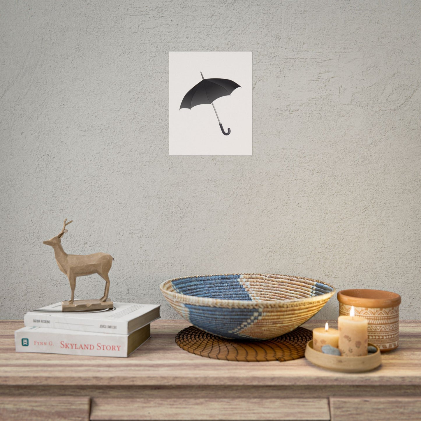 Minimalist Umbrella Wall Art, Chic Home Decor Print, Stylish Poster, Rental Friendly Artwork, Black Umbrella Decor