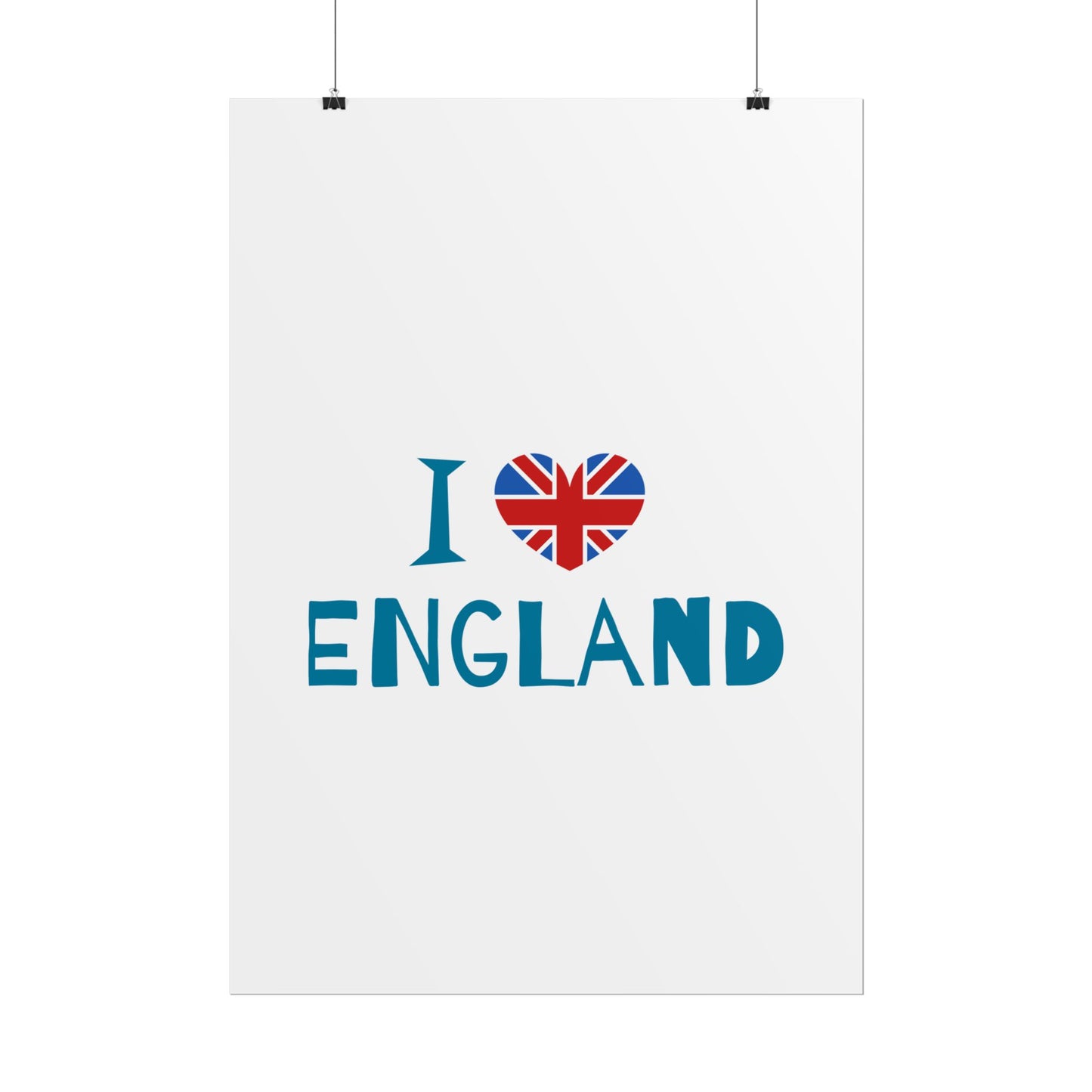 I Love England Rolled Poster - UK Travel Decor, Gift for Britains, Wall Art for Home, London Souvenir, Love England