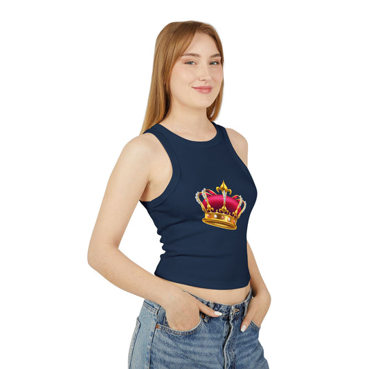 Women's Micro Rib Racer Tank Top - British Royal Crown Design