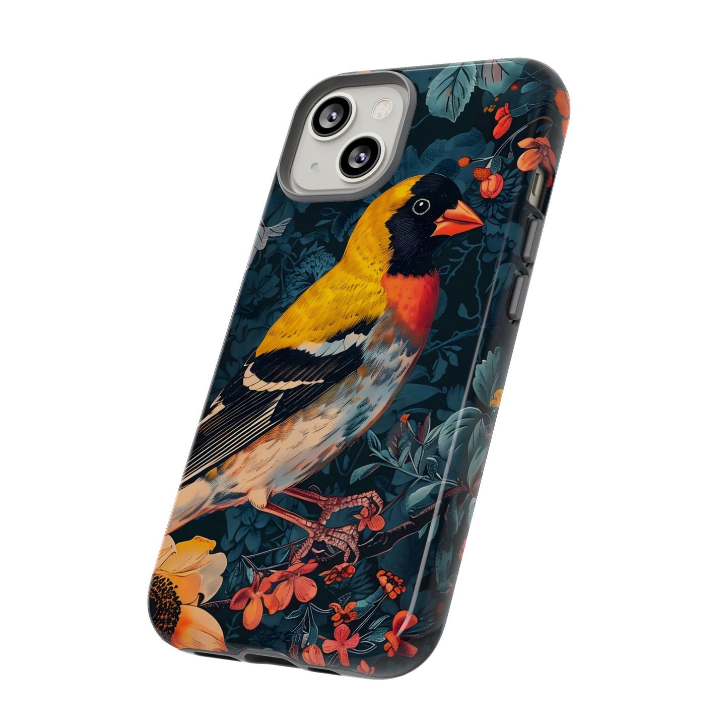 Colorful Bird Phone Case, Floral Phone Cover, Tough Phone Protector, Nature Lover Gift, Botanical Case, Unique Mobile Accessory