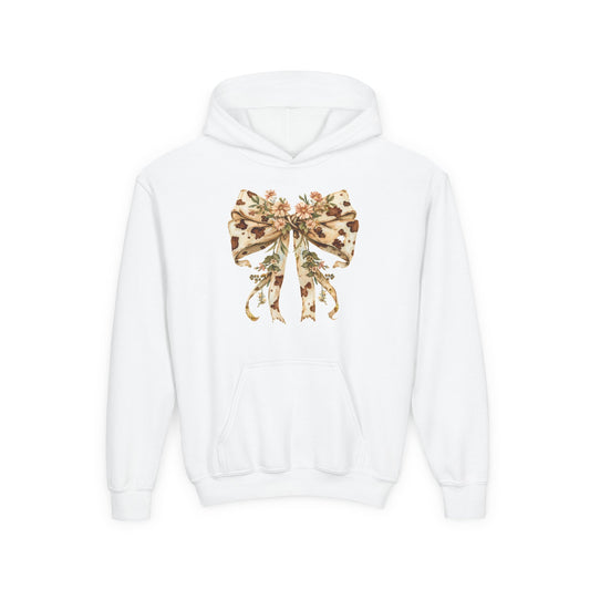 Floral Bow Youth Hoodie - Cozy & Stylish Sweatshirt for Kids