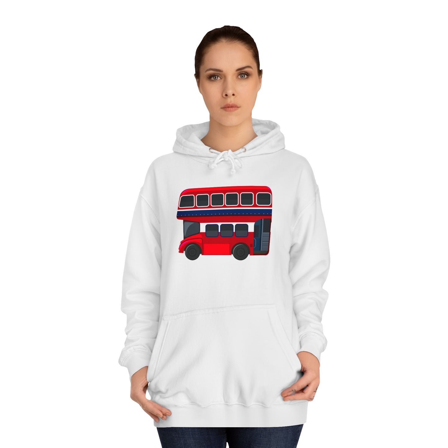 Unisex College Hoodie - Hop On! The British Double-Decker Experience