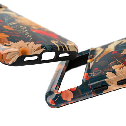 Artistic Bird Phone Case, Unique Tough Cases for Nature Lovers, Floral Design, Cute Gift, Customized Phone Accessories
