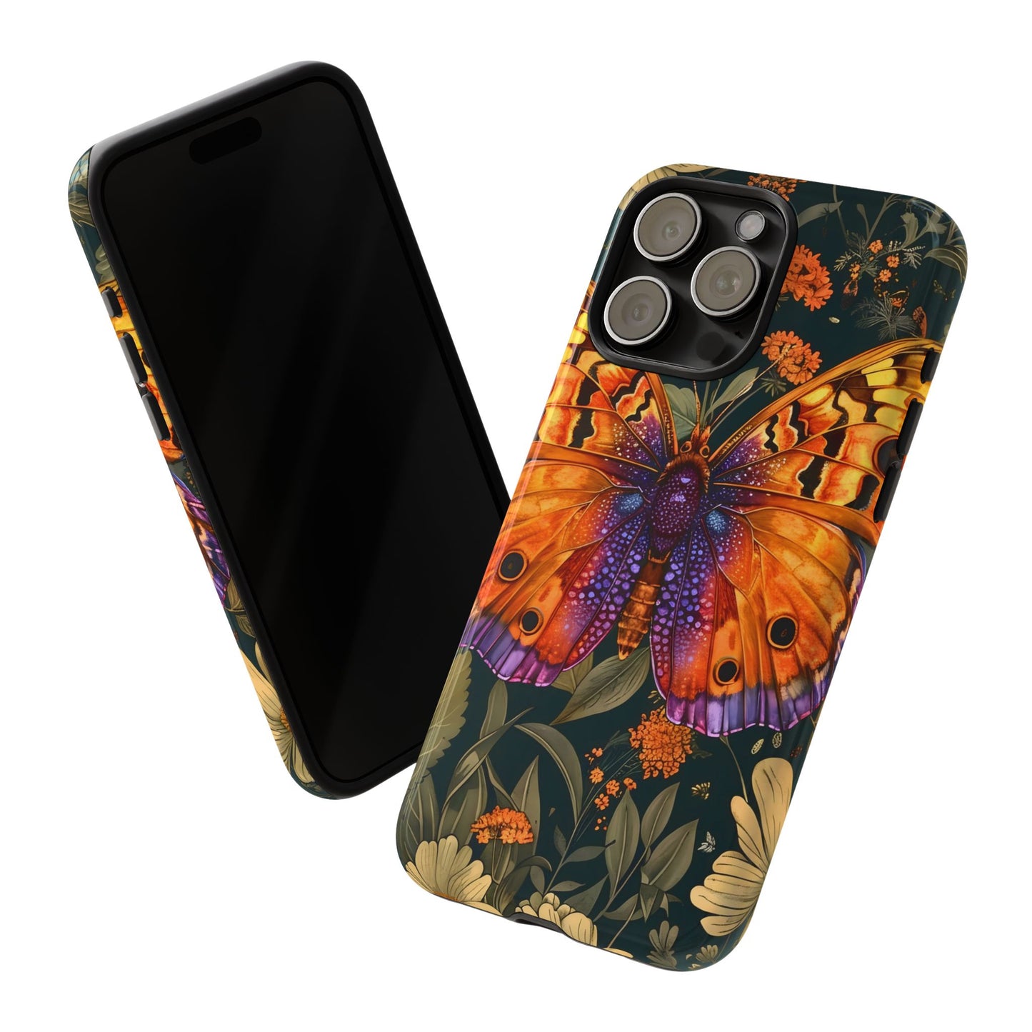 Butterfly Phone Case, Tough Cases for Nature Lovers, Vibrant Floral Design, Gift for Her, Cute Phone Accessories, Butterfly Artwork