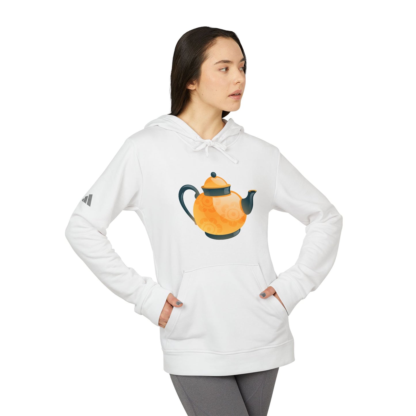 adidas Unisex Fleece Hoodie - Elegant British Tea Cup - Classic Tea Time Style