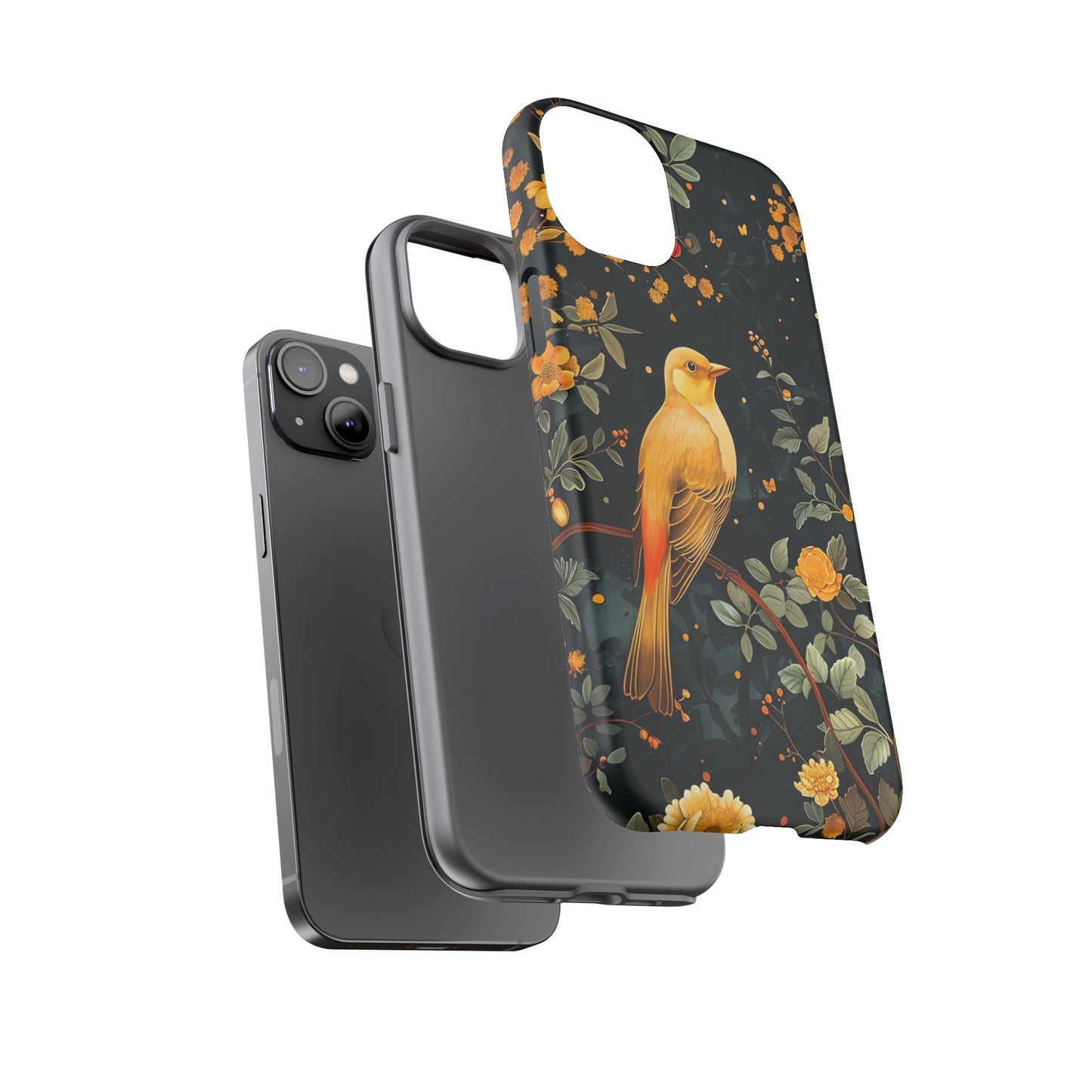 Floral Phone Case, Tough Cases with Bird Design, Nature Lover Gift, Stylish Protection, Birthday Present, Floral Phone Cover