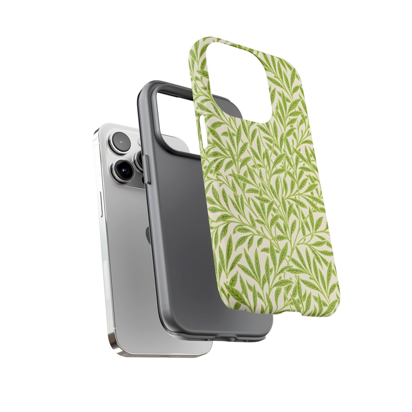 Green Leaf iPhone Case, Tough Cases, Botanical Phone Protection, Eco-Friendly Cover, Nature Lover Gift, Trendy Cell Phone Accessory