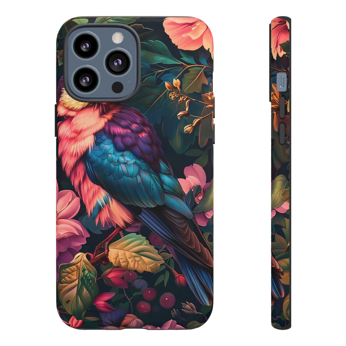 Vibrant Phone Case, Tropical Bird Design, Tough Phone Cover, Floral Tech Accessory, Gift for Nature Lovers
