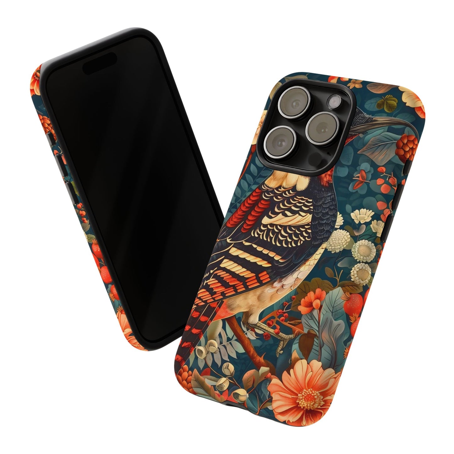 Nature-Inspired Phone Case with Floral Art, Tough Phone Cover, Protective Case, Gift for Nature Lovers, Unique Phone Accessory