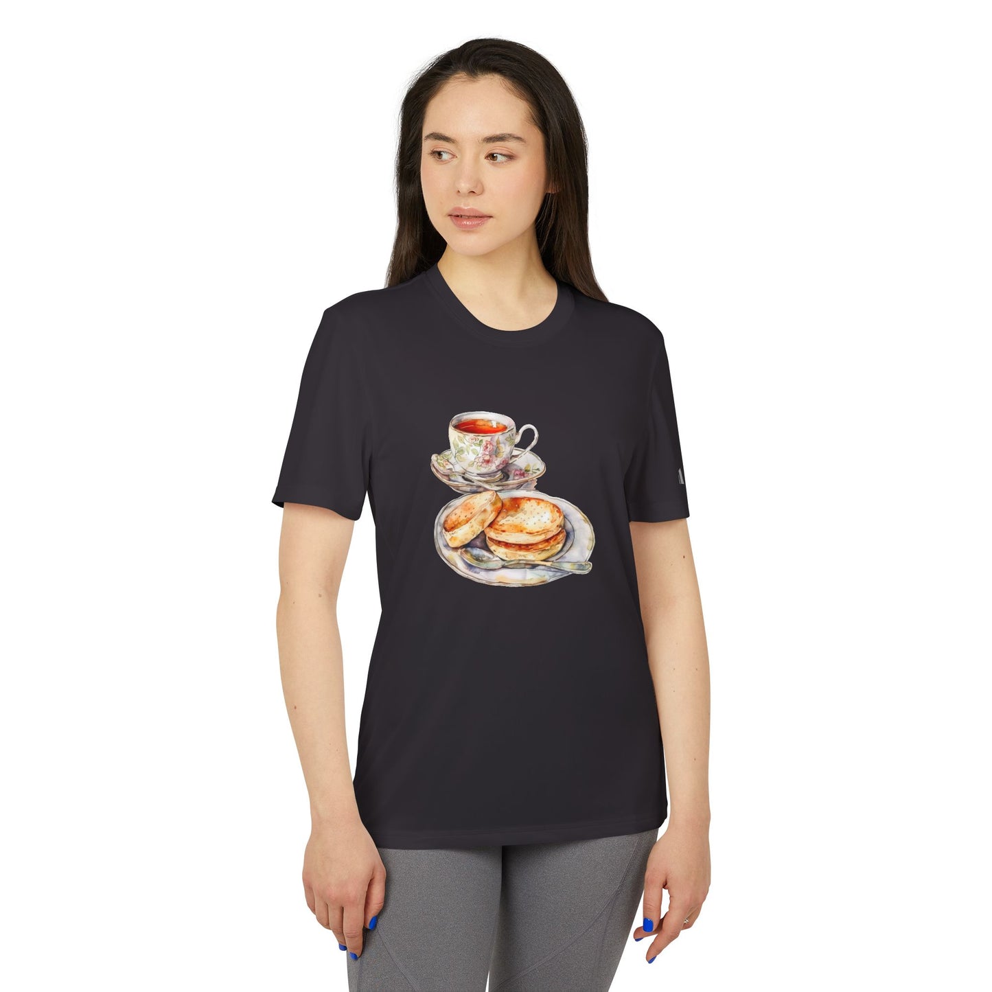 Unisex Sport T-shirt with Tea and Biscuits Design - Gourmet Food Art Print for Kitchen Decor