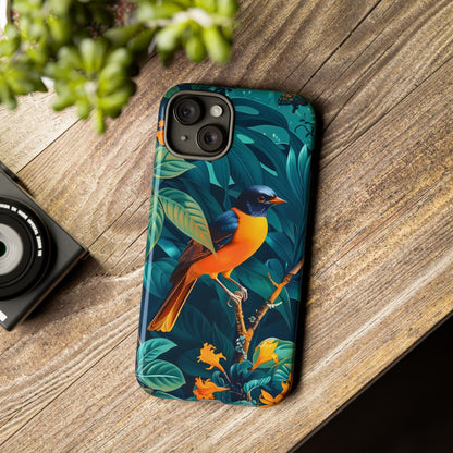 Tough Cases: Vibrant Bird Phone Case, Nature Lover Gift, Eco-Friendly Cover, Floral Design, Spring Decor